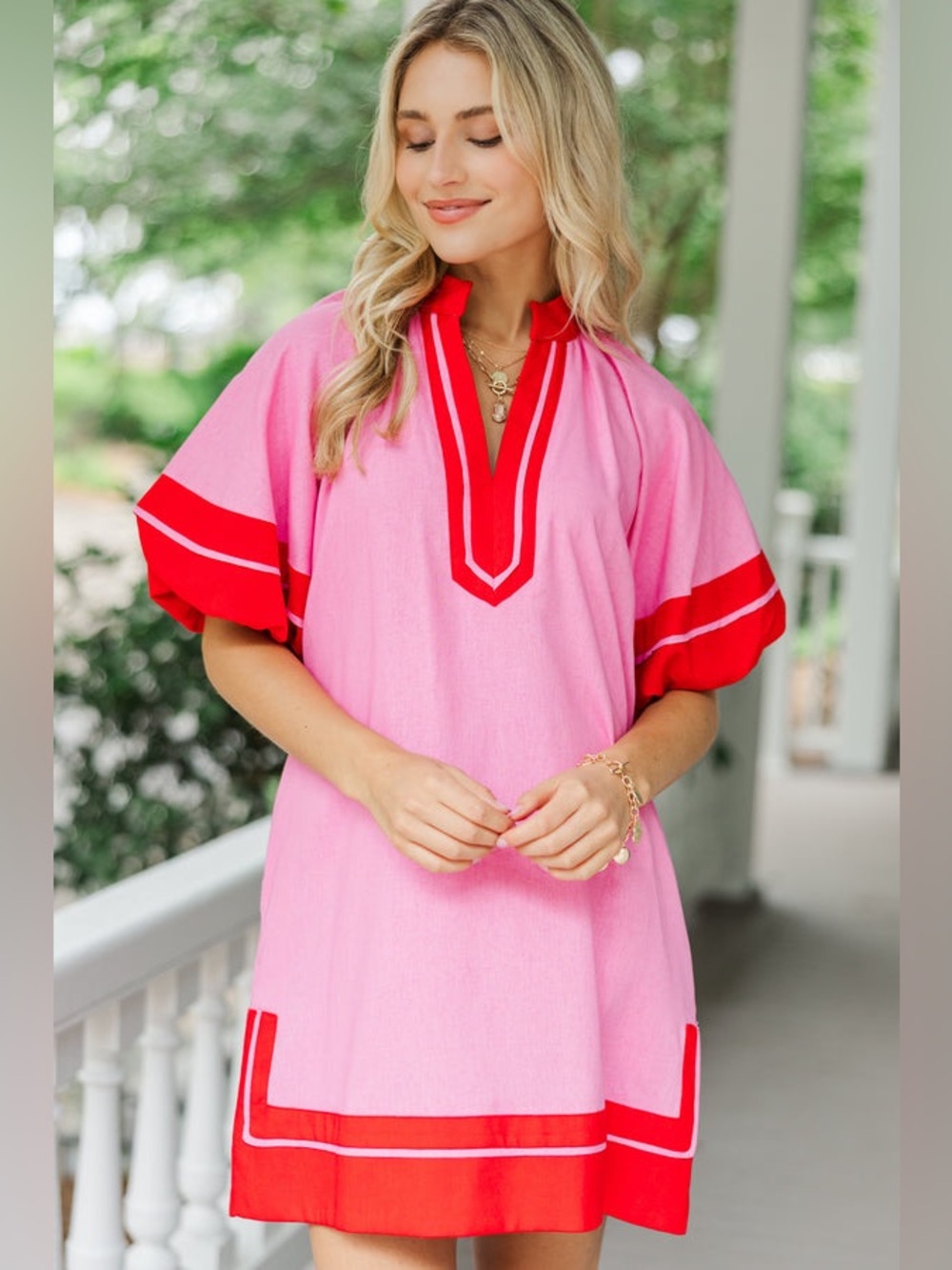 Entro dress contrast Meet You There Collared short sleeve pockets loose linen